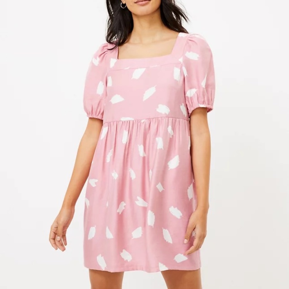 LOFT Brushstroke Square Neck Swing Dress